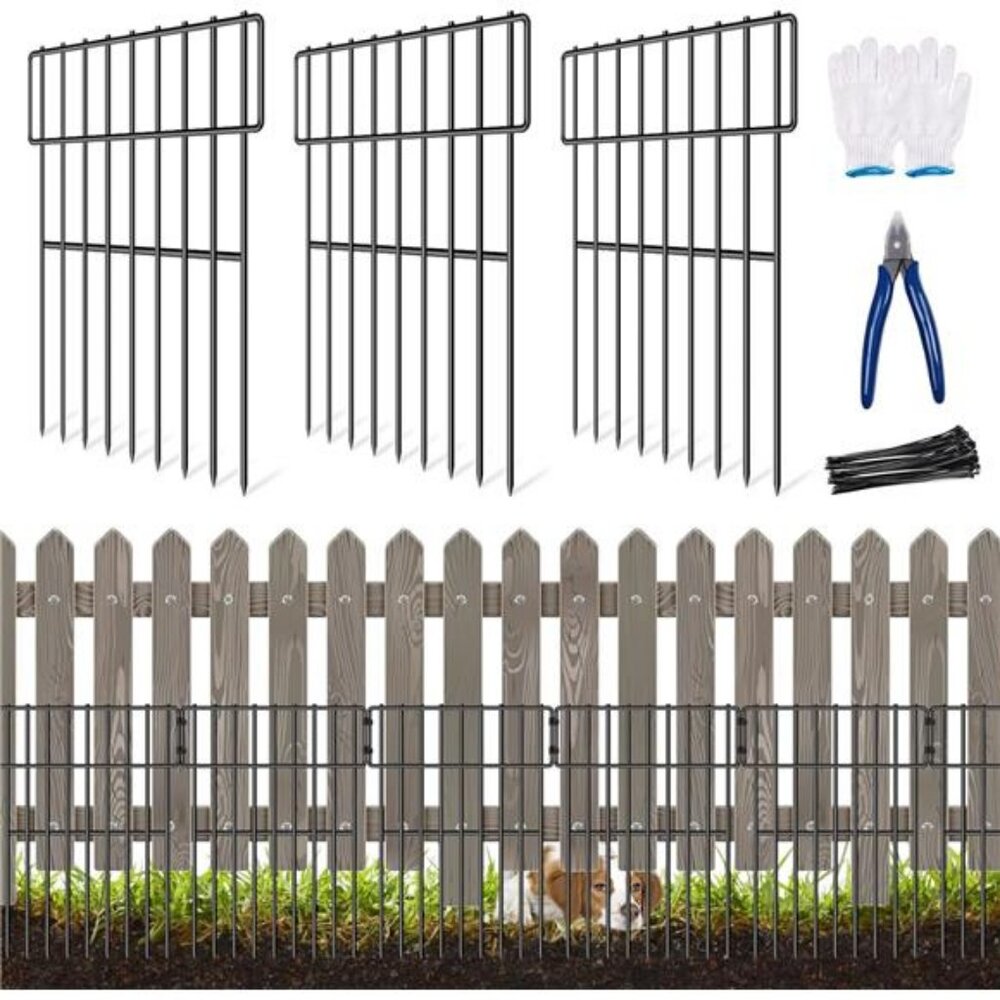 25 Pack Animal Barrier Fence, No Dig Fence 27 ft(L) X 17 in(H) Garden Fence